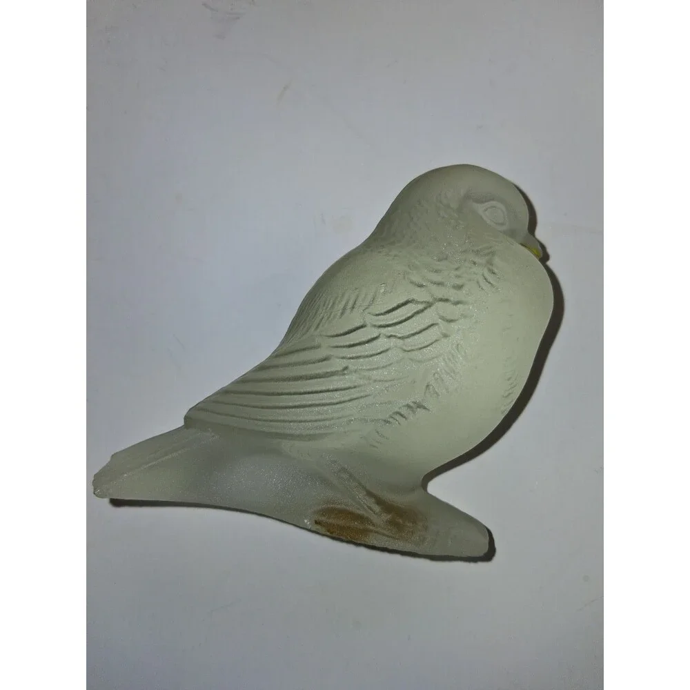 VTG Frosted Glass Bird Figurines Set of 4 Dove Sparrow Pigeon Art Glass 1960-80s